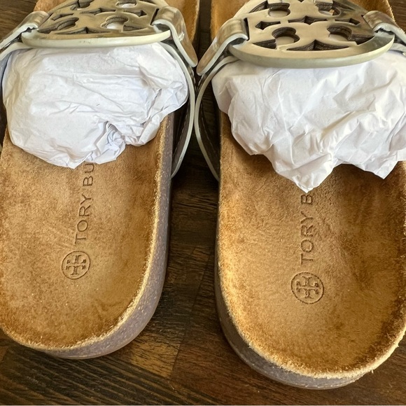 Tory Burch Miller Cloud Metallic Silver Cork Sole Sandals US7 - Picture 10 of 14